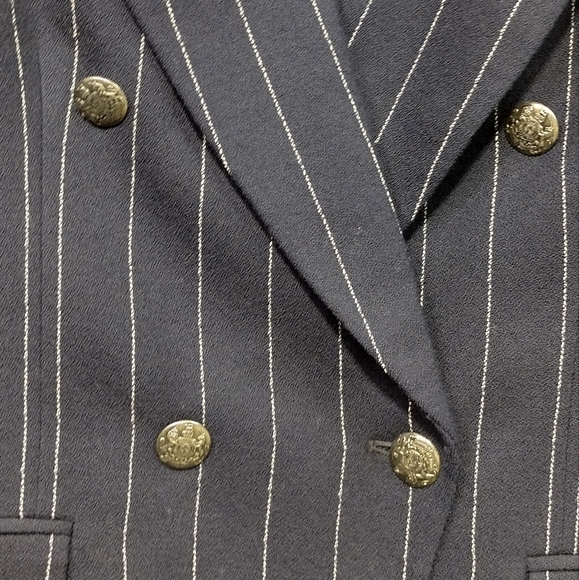 Vintage Jones New York Double Breasted Wool Blazer Women's 8 Blue Strips Preppy - Picture 3 of 11